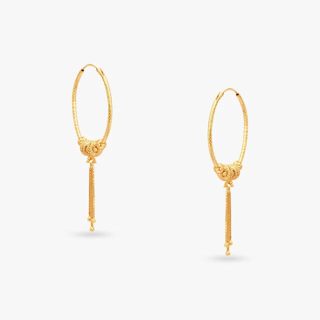 Tassel Gold Hoop Earrings