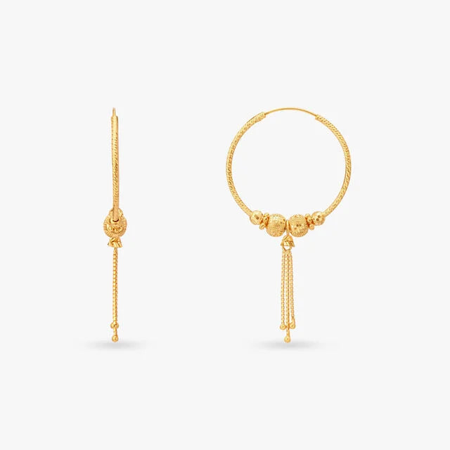Tassel Gold Hoop Earrings