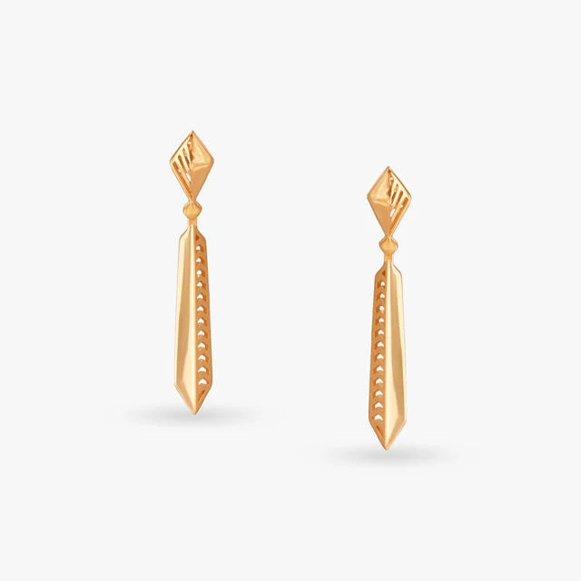 Sleek Geometric Gold Drop Earrings
