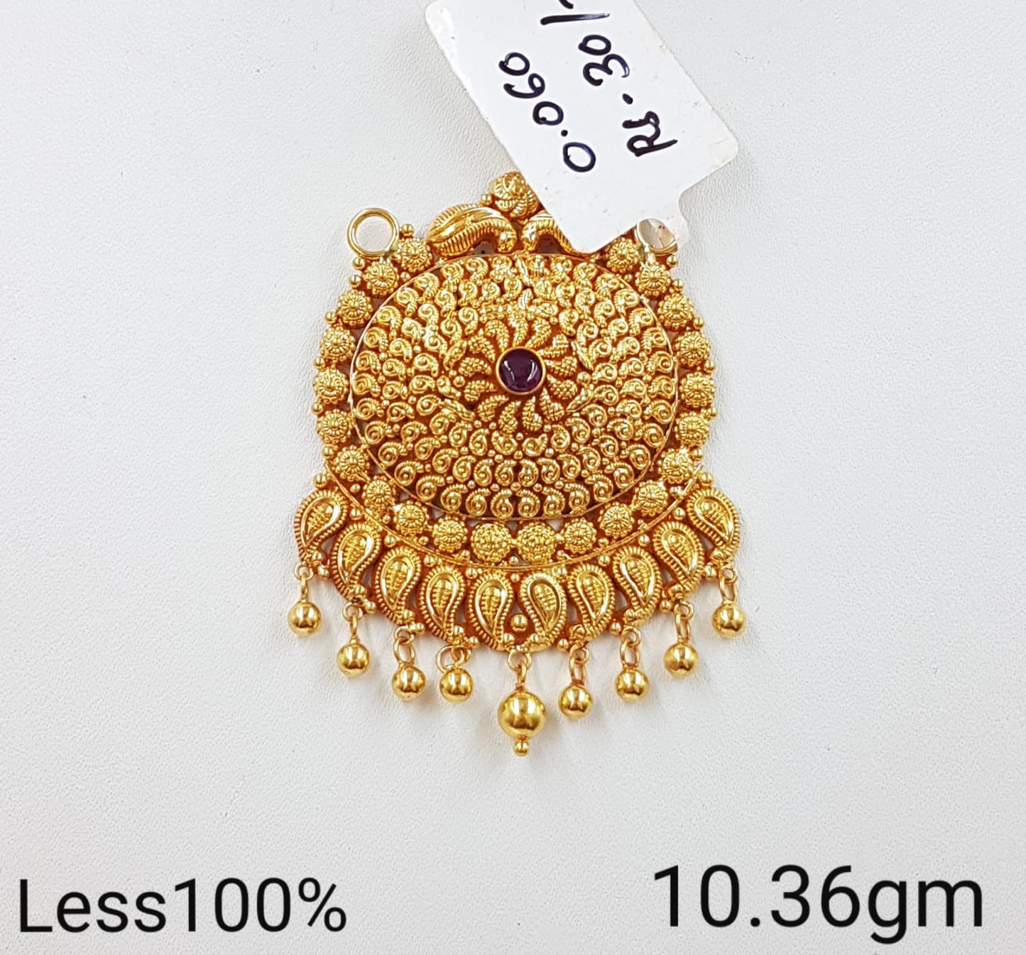 Cultural Festive Pendant with Bell Drops in Gold Finish