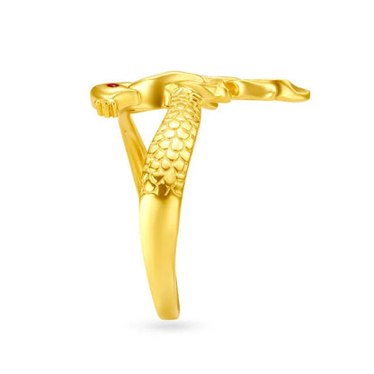 Ethereal Yellow Gold Peacock Finger Ring