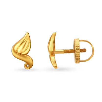 Poised Yellow Gold Swirled Leaf Stud Earrings