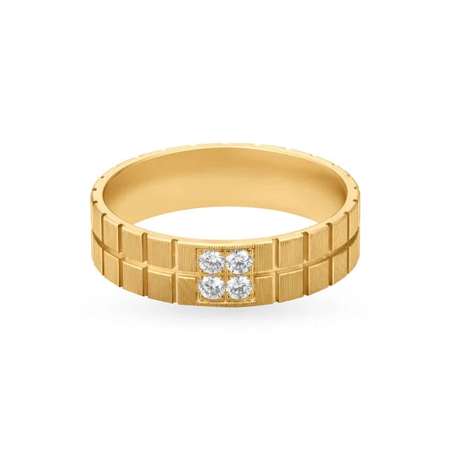 Grid Diamond Men's Finger Ring