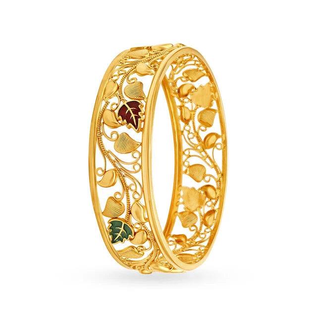 Floral Filigree Gold Bangle
