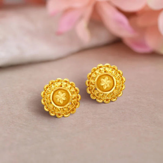 Ornate Gold Stud Earrings
