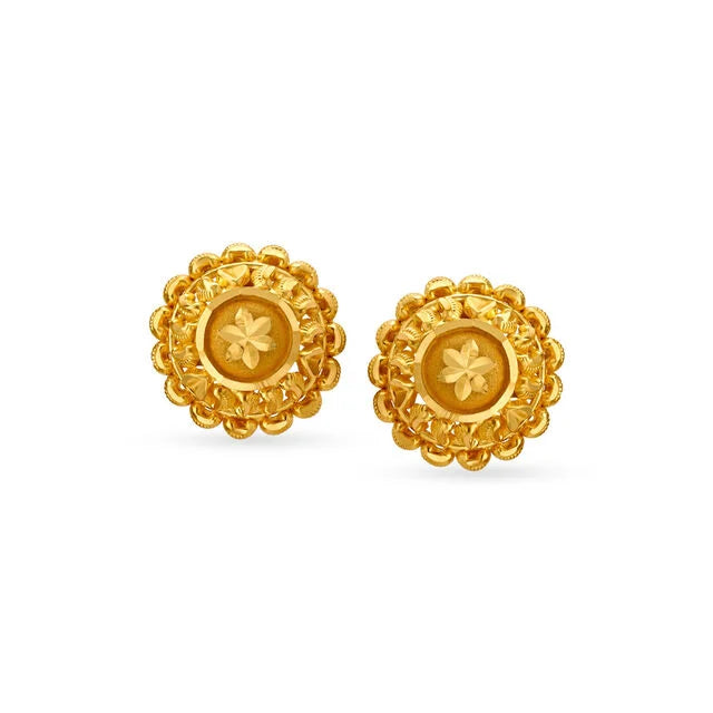 Ornate Gold Stud Earrings