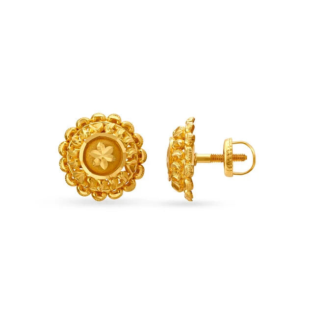 Ornate Gold Stud Earrings