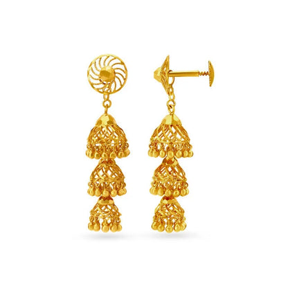 Tiered Gold Drop Earrings
