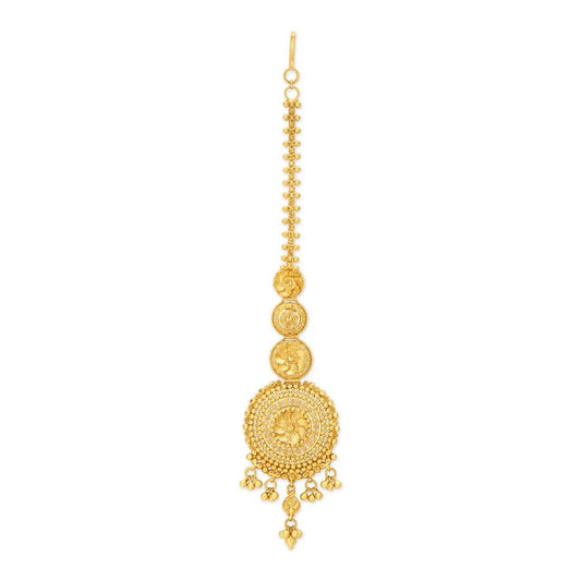 Carved Round Gold Maang Tikka