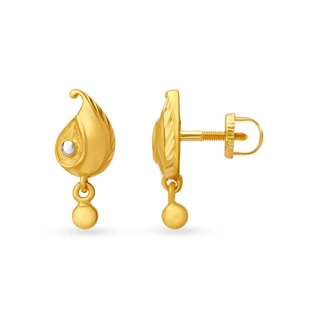 Dainty Peacock Inspired Gold Drop Earrings