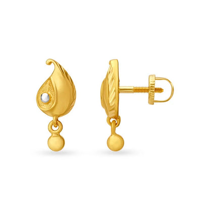 Dainty Peacock Inspired Gold Drop Earrings