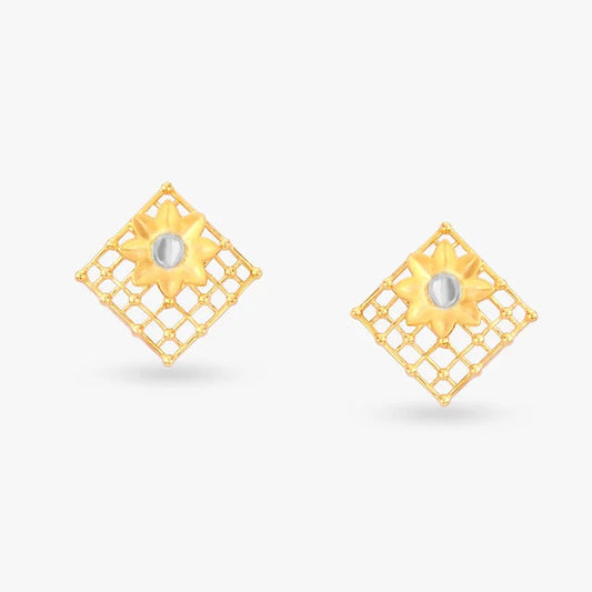 Lattice Gold Stud Earrings