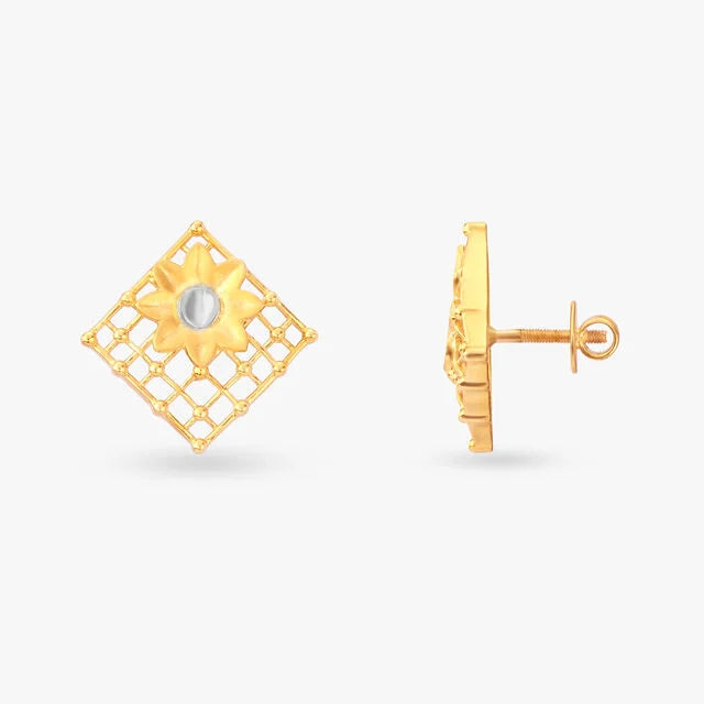 Lattice Gold Stud Earrings
