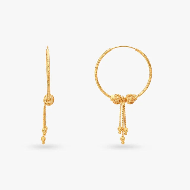 Beaded Gold Hoop Earrings