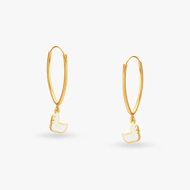 Playful Duck Hoop Earrings for Kids