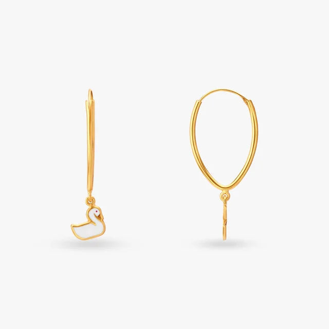 Playful Duck Hoop Earrings for Kids