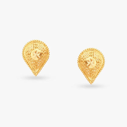 Intricated Teardrop Gold Stud Earrings