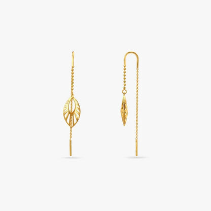 Leafy Cascade Gold Hoop Earrings