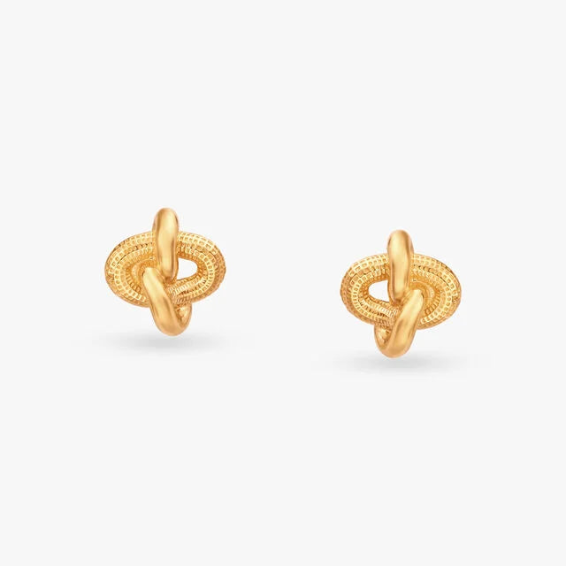 Knotted Gold Stud Earrings