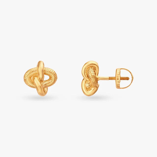Knotted Gold Stud Earrings