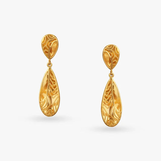 Radiant Leaves Gold Drop Earrings