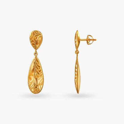 Radiant Leaves Gold Drop Earrings