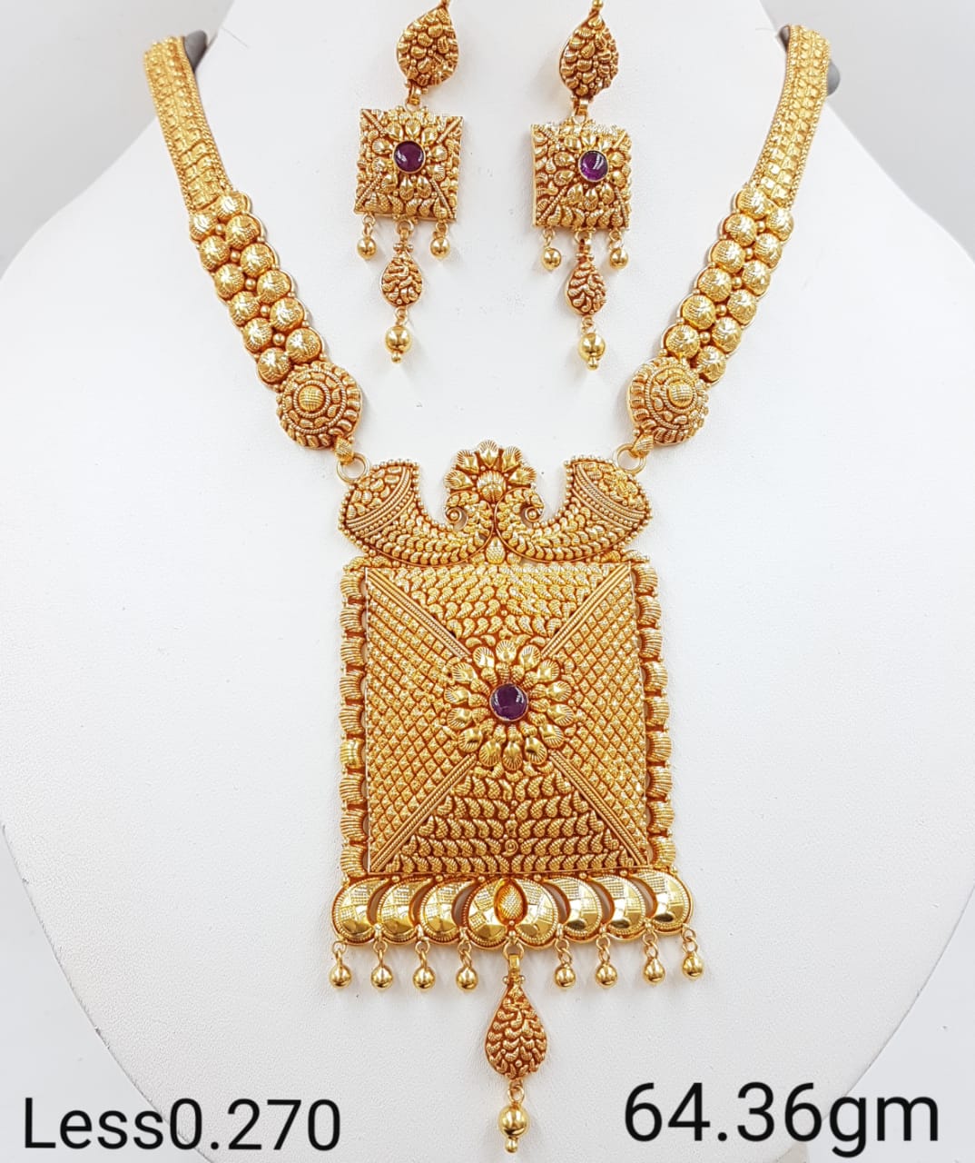 Bridal Gold Necklace Set with Matching Earrings – 35.54gm
