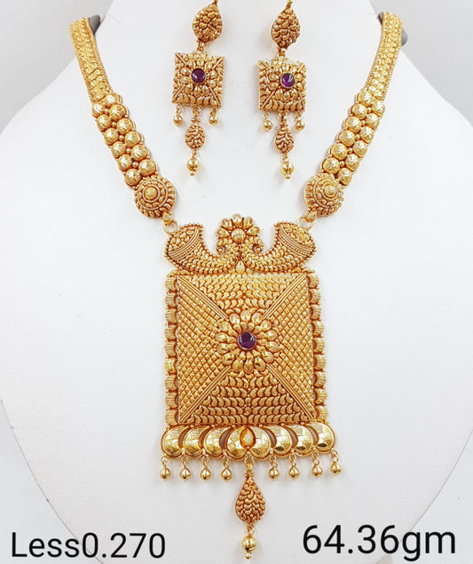 Bridal Gold Necklace Set with Matching Earrings – 35.54gm